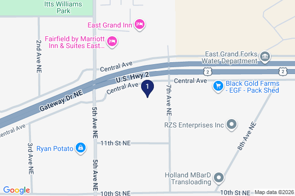 Map showing facility locations